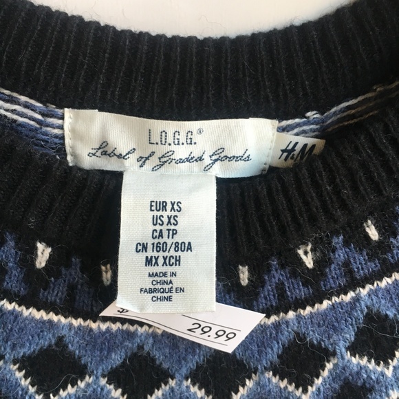NWT H&M L.O.G.G. Black Fairisle Sweater - Picture 2 of 8